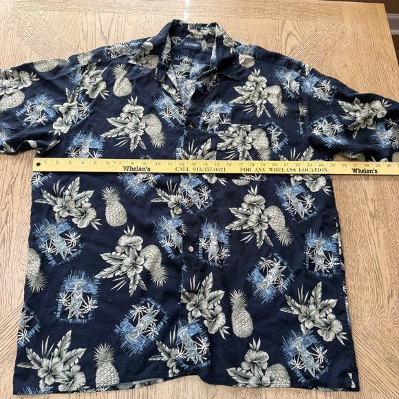 Puritan Navy Blue Hawaiian Print Button Down Shirt XL - Picture 5 of 9
